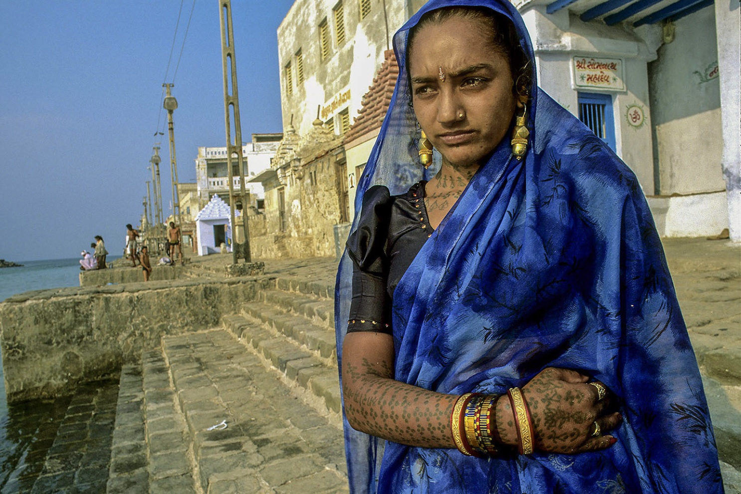 Rabari tattoo. Dwarka, Gujarat , India 1998
analogic film Fujichrome VELVIA 50 