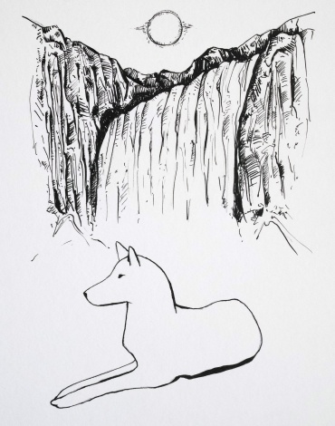The idol or The guardian n.145, 2021, indian ink on paper, 17,5 x 23 cm