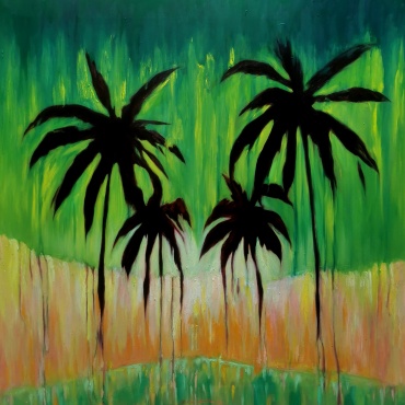 Palms or The radioactive air, 2022, oil on canvas, 85 x 85 cm